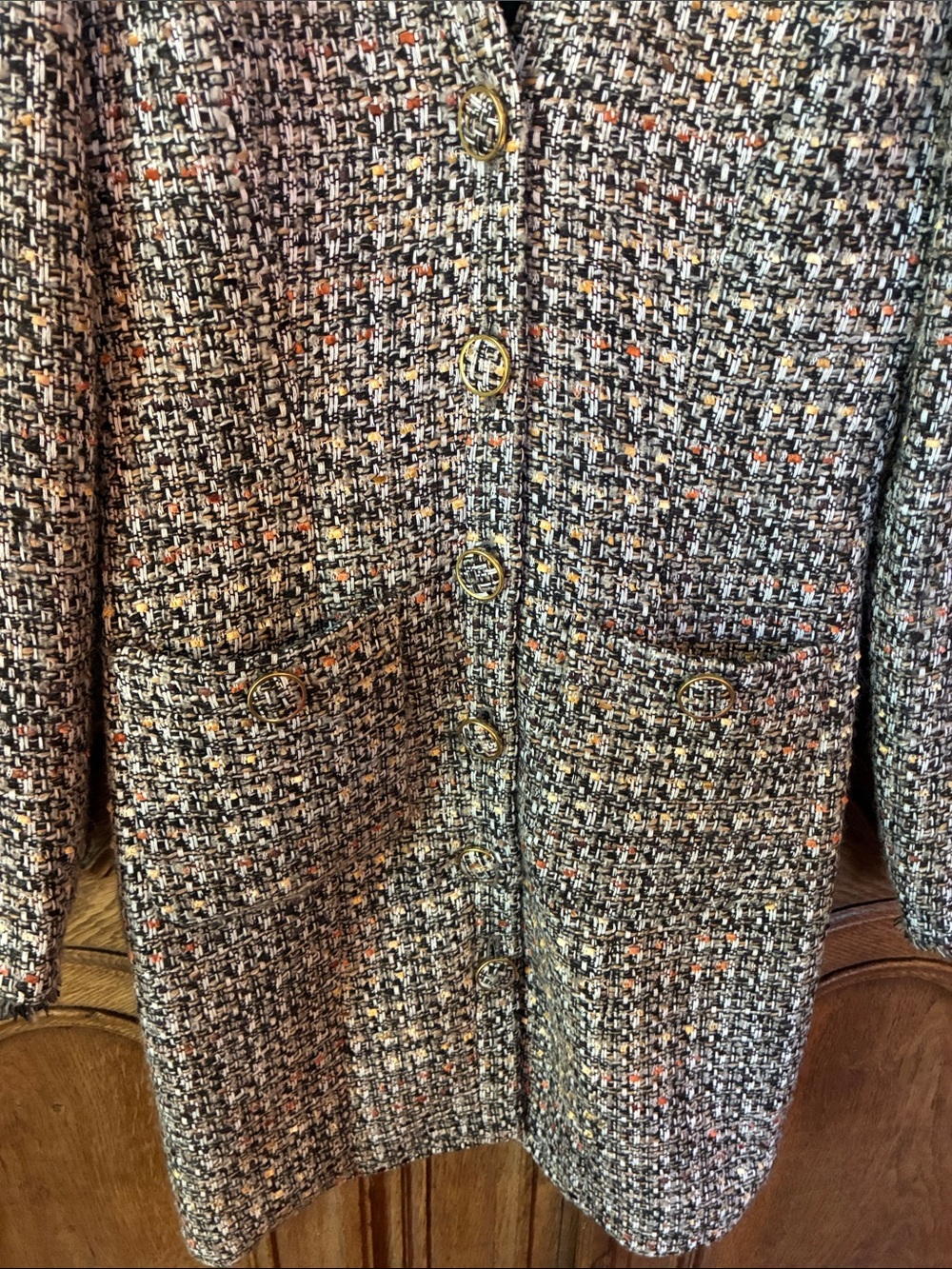 Gianni Bini Tweed Longline Blazer Jacket - Sophisticated Multi-Color Textured - Picture 5 of 11